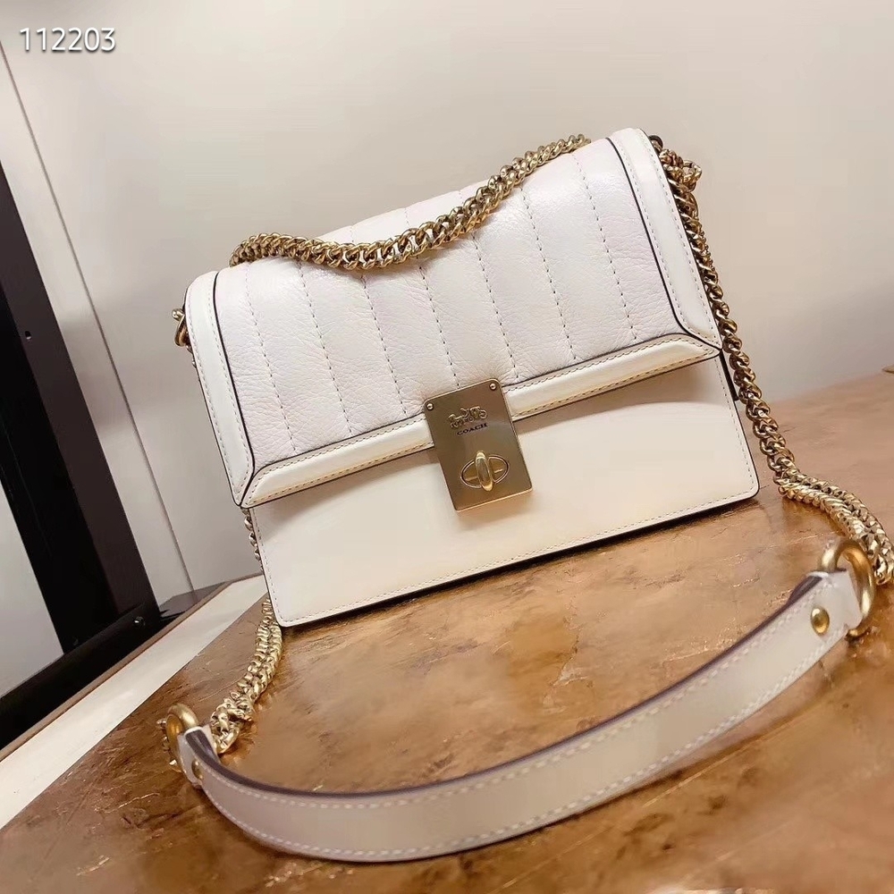 Coach Hutton White and Gold Chain Convertble  Shoulder Bag